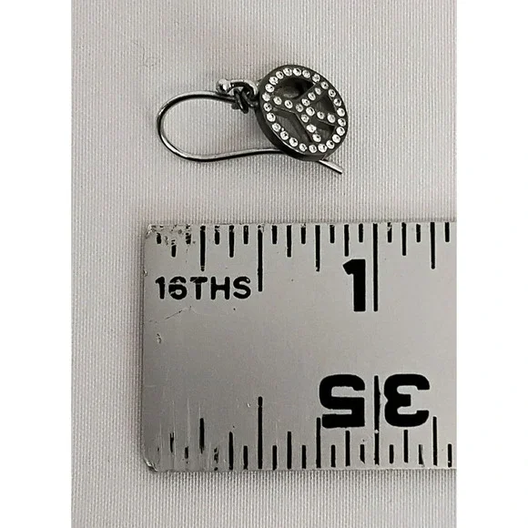 Coach Earrings Peace Sign .925 Sterling Silver Rhinestone #W4265 - Picture 10 of 10